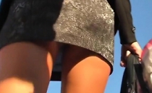Asian upskirt panties caught by voyeur cam